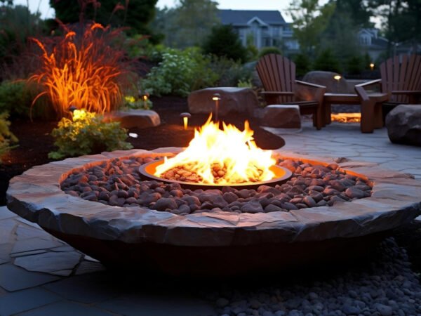 Modern backyard custom fire pit